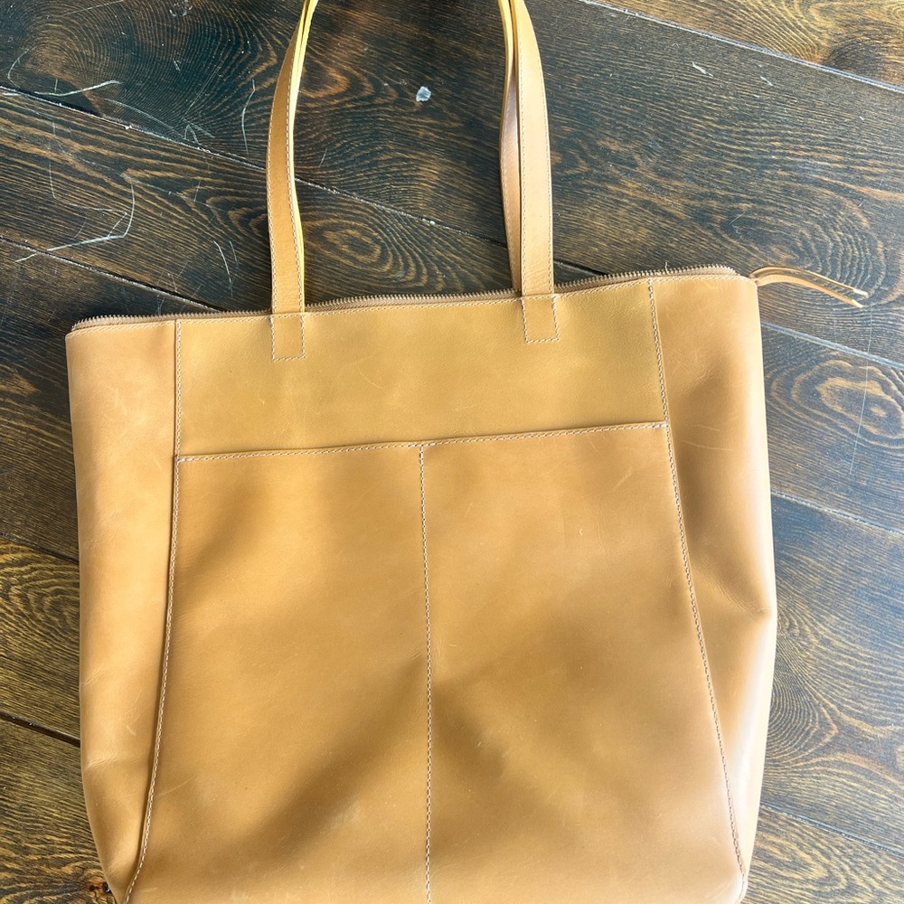 Elegant Tan Leather Tote Bag